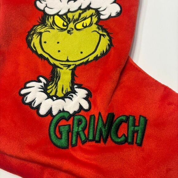 The Grinch Dr. Seuss 2 Pack Stocking Grinch Max Red Faux Fur Cuff NWT - Picture 2 of 7